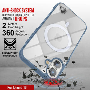 Estuche de carga inalámbrica magnética Punkcase para iPhone 16 [Serie ClearMag] [Azul marino]