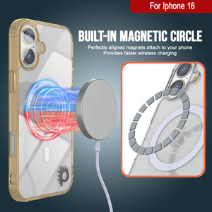 Estuche de carga inalámbrica magnética Punkcase para iPhone 16 [Serie ClearMag] [Dorado]