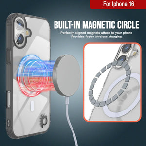 Estuche de carga inalámbrica magnética Punkcase para iPhone 16 [Serie ClearMag] [Negro]