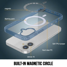 Cargar imagen en el visor de la galería, Estuche de carga inalámbrica magnética Punkcase para iPhone 16 [Serie ClearMag] [Azul marino]
