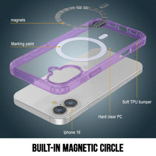 Cargar imagen en el visor de la galería, Estuche de carga inalámbrica magnética Punkcase para iPhone 16 [Serie ClearMag] [Morado]
