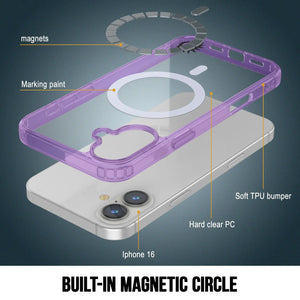 Estuche de carga inalámbrica magnética Punkcase para iPhone 16 [Serie ClearMag] [Morado]