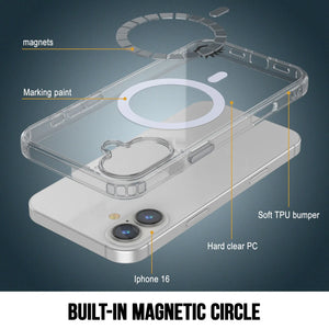 Estuche de carga inalámbrica magnética Punkcase para iPhone 16 [Serie ClearMag] [Transparente]
