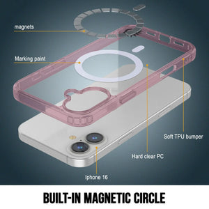 Estuche de carga inalámbrica magnética Punkcase para iPhone 16 [Serie ClearMag] [Rosa]
