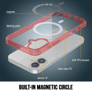 Estuche de carga inalámbrica magnética Punkcase para iPhone 16 [Serie ClearMag] [Rojo]
