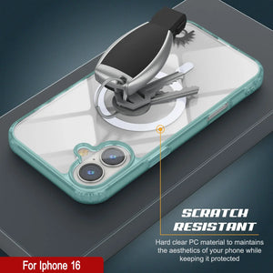 Estuche de carga inalámbrica magnética Punkcase para iPhone 16 [Serie ClearMag] [Verde azulado]