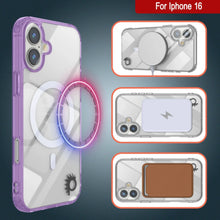 Cargar imagen en el visor de la galería, Estuche de carga inalámbrica magnética Punkcase para iPhone 16 [Serie ClearMag] [Morado]
