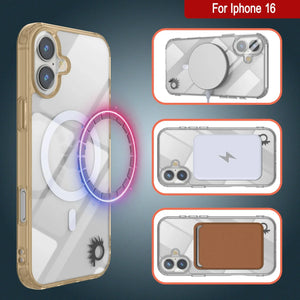 Estuche de carga inalámbrica magnética Punkcase para iPhone 16 [Serie ClearMag] [Dorado]