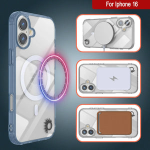Estuche de carga inalámbrica magnética Punkcase para iPhone 16 [Serie ClearMag] [Azul marino]