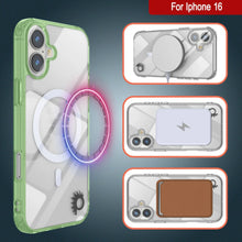 Cargar imagen en el visor de la galería, Estuche de carga inalámbrica magnética Punkcase para iPhone 16 [Serie ClearMag] [Verde]
