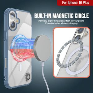 Estuche de carga inalámbrica magnética Punkcase para iPhone 16 Plus [Serie ClearMag] [Azul marino]