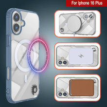 Load image into Gallery viewer, Estuche de carga inalámbrica magnética Punkcase para iPhone 16 Plus [Serie ClearMag] [Azul marino]
