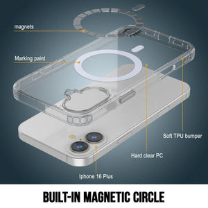 Estuche de carga inalámbrica magnética Punkcase para iPhone 16 Plus [Serie ClearMag] [Transparente]