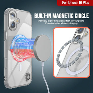 Estuche de carga inalámbrica magnética Punkcase para iPhone 16 Plus [Serie ClearMag] [Transparente]