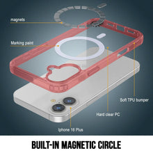 Cargar imagen en el visor de la galería, Estuche de carga inalámbrica magnética Punkcase para iPhone 16 Plus [Serie ClearMag] [Rojo]
