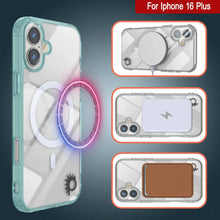 Load image into Gallery viewer, Estuche de carga inalámbrica magnética Punkcase para iPhone 16 Plus [Serie ClearMag] [Verde azulado]
