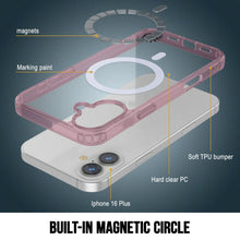 Cargar imagen en el visor de la galería, Estuche de carga inalámbrica magnética Punkcase para iPhone 16 Plus [Serie ClearMag] [Rosa]
