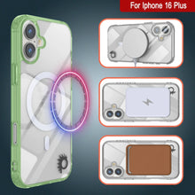 Load image into Gallery viewer, Estuche de carga inalámbrica magnética Punkcase para iPhone 16 Plus [Serie ClearMag] [Verde]
