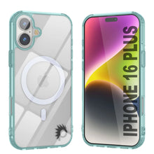 Load image into Gallery viewer, Estuche de carga inalámbrica magnética Punkcase para iPhone 16 Plus [Serie ClearMag] [Verde azulado]
