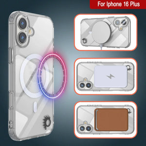 Estuche de carga inalámbrica magnética Punkcase para iPhone 16 Plus [Serie ClearMag] [Transparente]