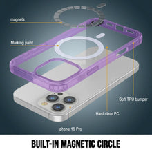 Cargar imagen en el visor de la galería, Estuche de carga inalámbrica magnética Punkcase para iPhone 16 Pro [Serie ClearMag] [Morado]
