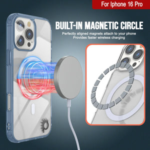 Estuche de carga inalámbrica magnética Punkcase para iPhone 16 Pro [Serie ClearMag] [Azul marino]