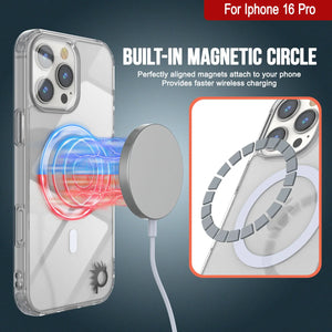 Estuche de carga inalámbrica magnética Punkcase para iPhone 16 Pro [Serie ClearMag] [Transparente]