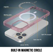 Cargar imagen en el visor de la galería, Estuche de carga inalámbrica magnética Punkcase para iPhone 16 Pro [Serie ClearMag] [Rosa]
