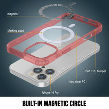 Cargar imagen en el visor de la galería, Estuche de carga inalámbrica magnética Punkcase para iPhone 16 Pro [Serie ClearMag] [Rojo]
