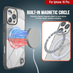 Estuche de carga inalámbrica magnética Punkcase para iPhone 16 Pro [Serie ClearMag] [Negro]