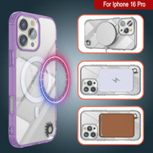 Cargar imagen en el visor de la galería, Estuche de carga inalámbrica magnética Punkcase para iPhone 16 Pro [Serie ClearMag] [Morado]
