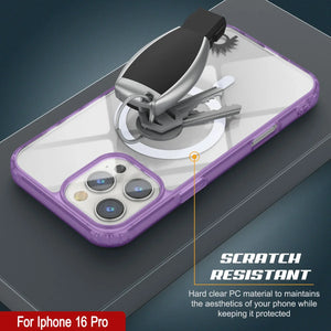 Estuche de carga inalámbrica magnética Punkcase para iPhone 16 Pro [Serie ClearMag] [Morado]