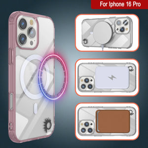 Estuche de carga inalámbrica magnética Punkcase para iPhone 16 Pro [Serie ClearMag] [Rosa]