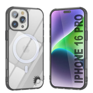 Estuche de carga inalámbrica magnética Punkcase para iPhone 16 Pro [Serie ClearMag] [Negro]