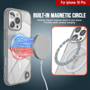 Estuche de carga inalámbrica magnética Punkcase para iPhone 16 Pro [Serie ClearMag] [Plata]