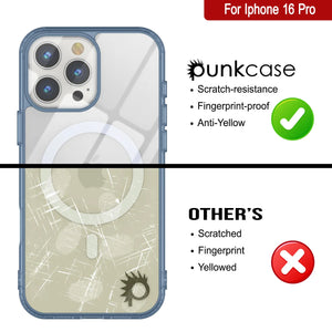 Estuche de carga inalámbrica magnética Punkcase para iPhone 16 Pro [Serie ClearMag] [Azul marino]