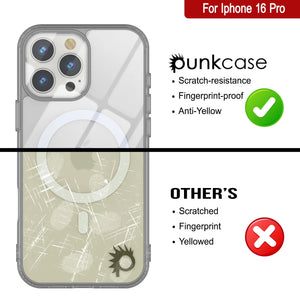 Estuche de carga inalámbrica magnética Punkcase para iPhone 16 Pro [Serie ClearMag] [Plata]