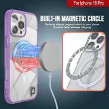 Cargar imagen en el visor de la galería, Estuche de carga inalámbrica magnética Punkcase para iPhone 16 Pro [Serie ClearMag] [Morado]
