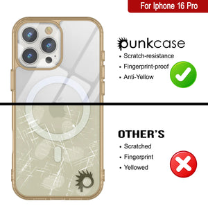 Estuche de carga inalámbrica magnética Punkcase para iPhone 16 Pro [Serie ClearMag] [Dorado]