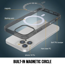 Cargar imagen en el visor de la galería, Estuche de carga inalámbrica magnética Punkcase para iPhone 16 Pro [Serie ClearMag] [Negro]
