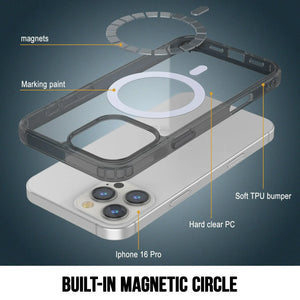 Estuche de carga inalámbrica magnética Punkcase para iPhone 16 Pro [Serie ClearMag] [Negro]