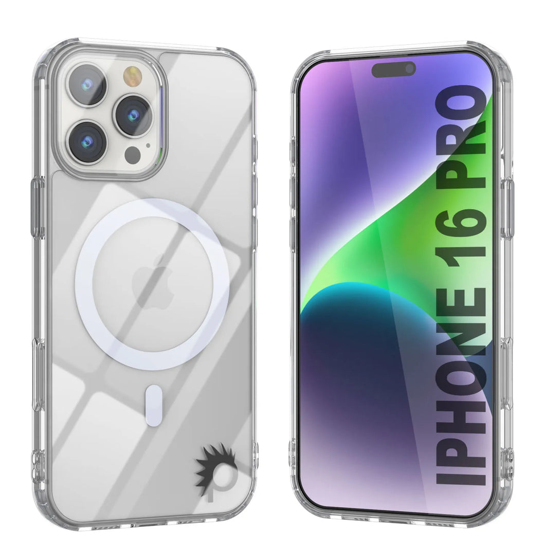 Estuche de carga inalámbrica magnética Punkcase para iPhone 16 Pro [Serie ClearMag] [Transparente]