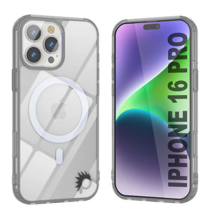 Estuche de carga inalámbrica magnética Punkcase para iPhone 16 Pro [Serie ClearMag] [Plata]