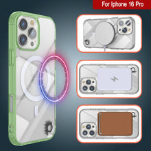 Cargar imagen en el visor de la galería, Estuche de carga inalámbrica magnética Punkcase para iPhone 16 Pro [Serie ClearMag] [Verde]
