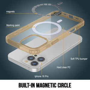 Estuche de carga inalámbrica magnética Punkcase para iPhone 16 Pro [Serie ClearMag] [Dorado]
