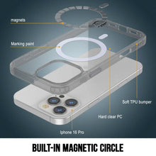Cargar imagen en el visor de la galería, Estuche de carga inalámbrica magnética Punkcase para iPhone 16 Pro [Serie ClearMag] [Plata]

