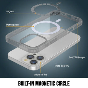 Estuche de carga inalámbrica magnética Punkcase para iPhone 16 Pro [Serie ClearMag] [Plata]
