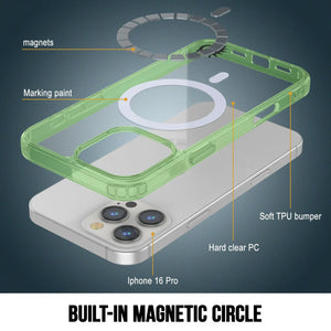 Estuche de carga inalámbrica magnética Punkcase para iPhone 16 Pro [Serie ClearMag] [Verde]