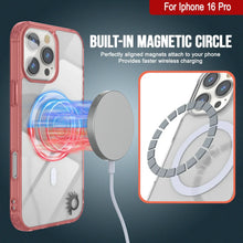 Cargar imagen en el visor de la galería, Estuche de carga inalámbrica magnética Punkcase para iPhone 16 Pro [Serie ClearMag] [Rojo]
