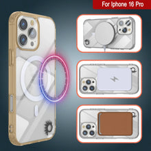 Cargar imagen en el visor de la galería, Estuche de carga inalámbrica magnética Punkcase para iPhone 16 Pro [Serie ClearMag] [Dorado]
